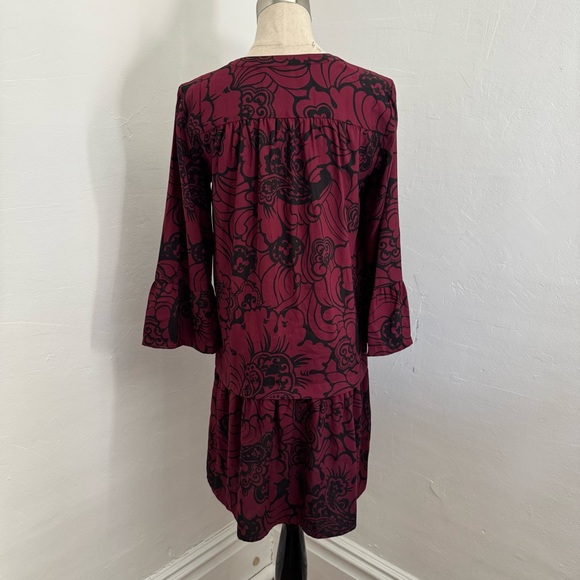 LOFT Burgundy Floral Long Sleeve Dress - Picture 8 of 15